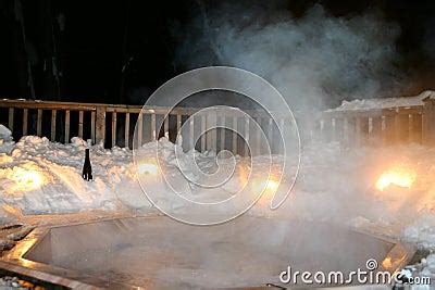 Winter Hot Tub At Night Royalty Free Stock Photo Image