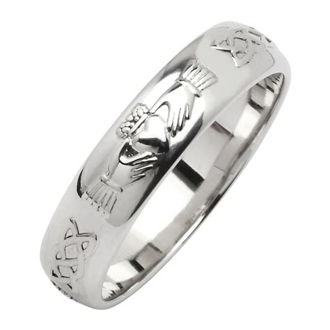 Claddagh Celtic Knot White Gold Wedding Band Claddagh Wedding Rings