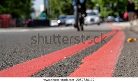 Double Red Lines On Busy Road Stock Photo 2052736112 Shutterstock