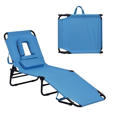 Gymax Folding Chaise Lounge Chair Bed Adjustable Beach Patio Camping