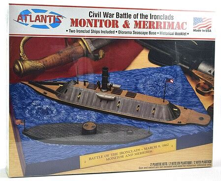 Atlantis Monitor Merrimac Civilwar Plastic Model Military Ship Kit