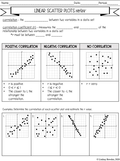 Scatter Plots Notes And Worksheets Lindsay Bowden