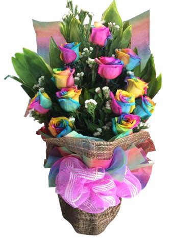 Online 12 Pieces Rainbow Roses Bouquet in Manila City Philippines