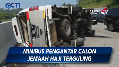 Diduga Pecah Ban Minibus Pengantar Calon Jemaah Haji Terguling Di