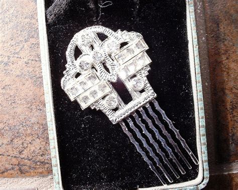 Ooak Antique 1920s Rhinestone Bridal Hair Comb 1 Pairart Deco Etsy