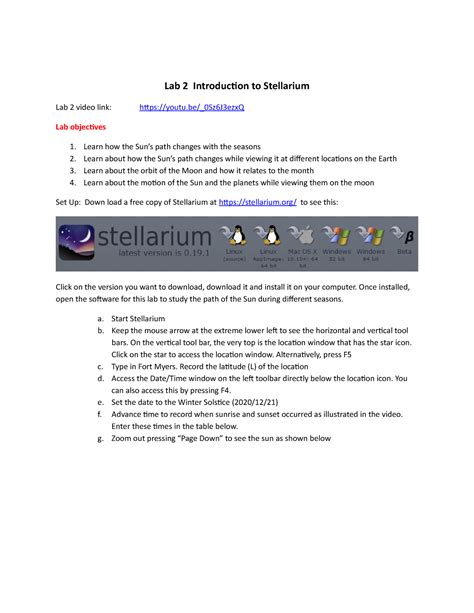 Lab Introductio To Stellarium Lab Introduction To Stellarium