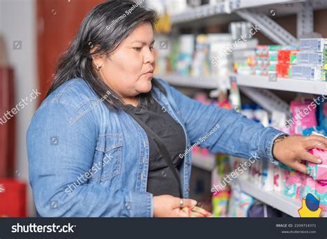 Close Portrait Latina Woman Buying Sanitary Stock Photo Shutterstock