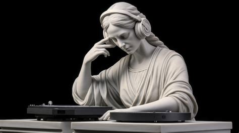 Premium AI Image Antique Marble Sculpture Of A DJ Classical Statue Of