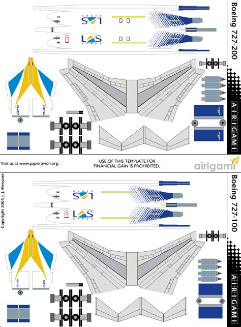 X4G Boeing 727 100 Papier Avion By Airigami