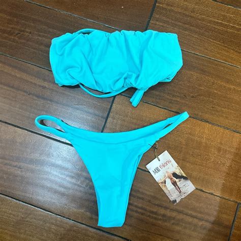 MORA GIRLS Bikini Top And Bottom Turquoise Blue Depop