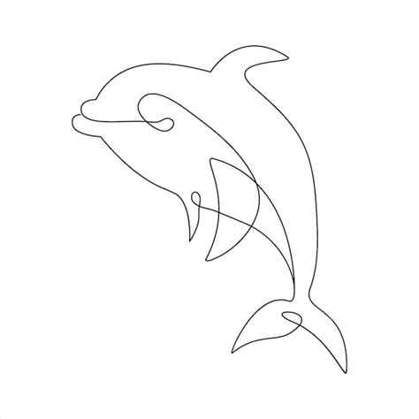 Premium Vector Dolphin One Line Art Hand Drawn Isolated On On White