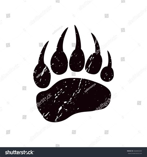 Trace Bear Black Silhouette Paw On Stock Vector (Royalty Free ...