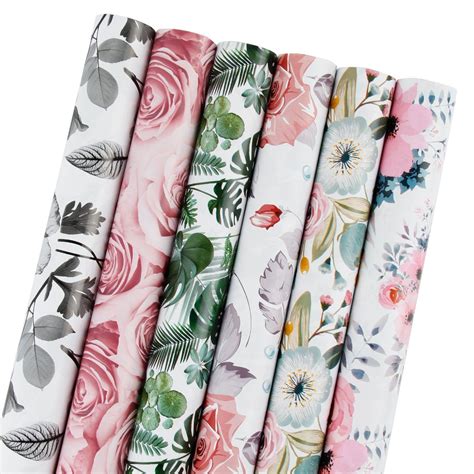 Spring Flower Wrapping Paper Roll 6 Rolls Set In 2021 Floral