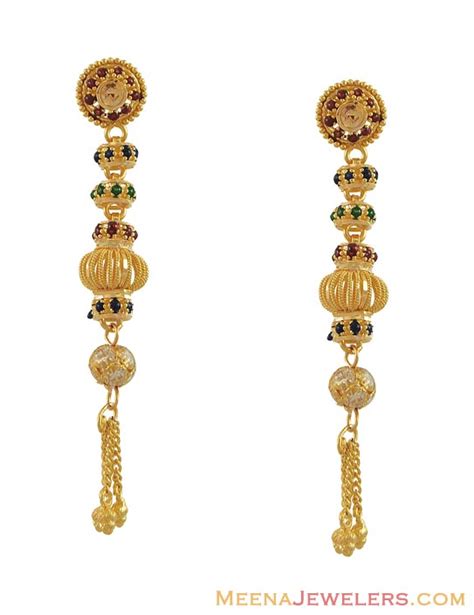 Indian Fancy Earrings (22K) - ErFc10147 - 22K Gold Earrings (indian ...