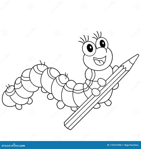 Coloring Page Outline Of Cartoon Caterpillar With Pencil Coloring Book