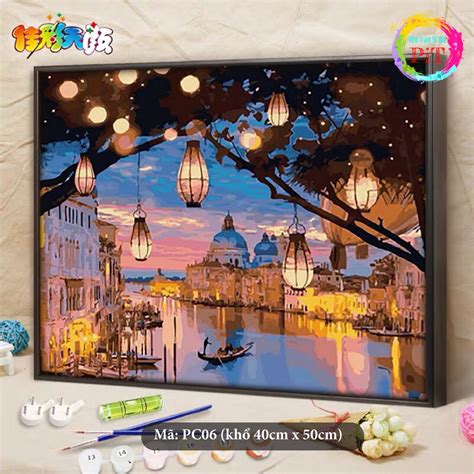 Tranh Tô Màu Theo Số Tranh Sơn Dầu Số Hóa Hot Trend Đêm Đèn Lồng Shopee Việt Nam
