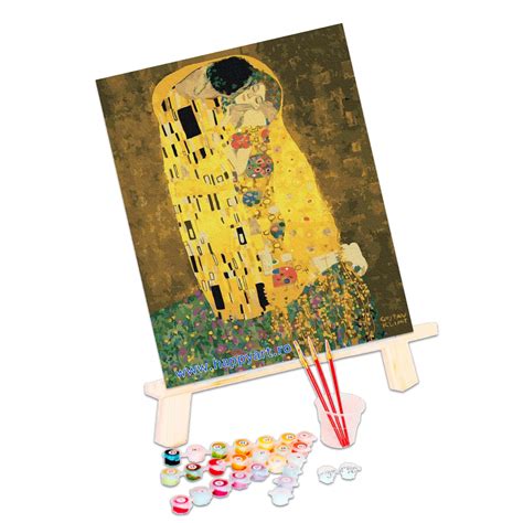 Kit Pictura Pe Numere Sarutul II De Gustav Klimt Cu Sasiu 40X50 Cm