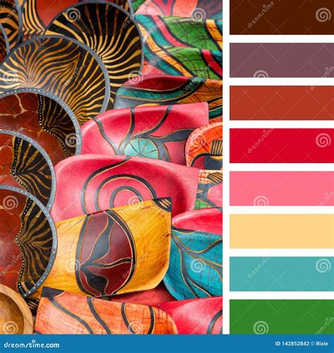 Painted African Bowls Palette Stock Photo Image Of Green Display