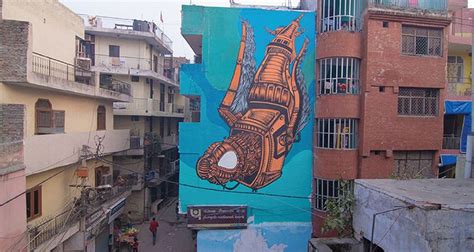 artwork in Shahpur Jat, Delhi, India (2014), by street artist Yantr (a ...