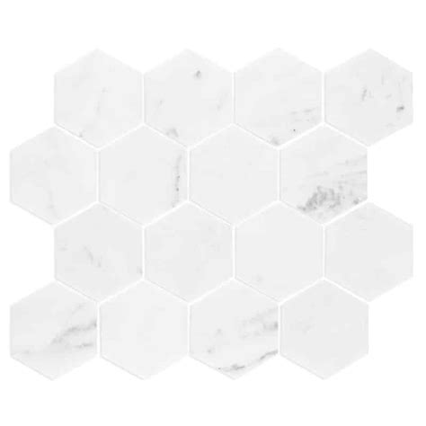 Carrara Marble Large Hexagon Mosaic Natural Stone Tiles 305x285