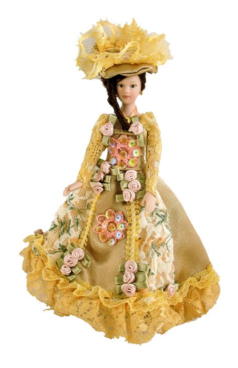 Buy Dolls House Victorian Lady In Gold Gown Miniature 1 12 Scale People