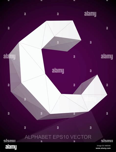 Abstract White D Polygonal Lowercase Letter C With Reflection Low