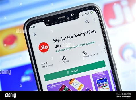 New Delhi, India - February 10, 2020: jio app on smartphone, reliance ...