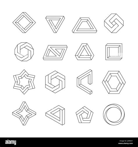 Impossible Figures Abstract Geometric Linear Shapes Infinite Optical