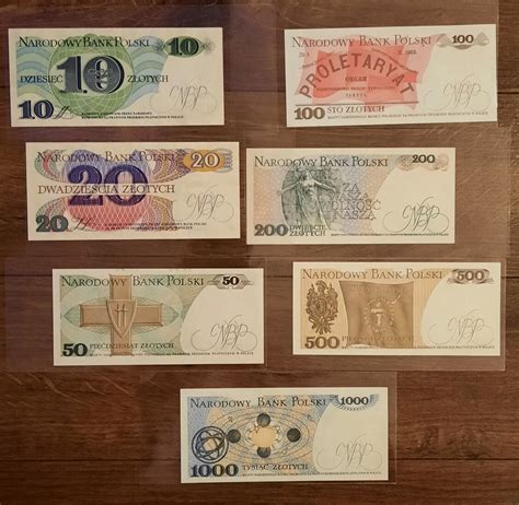 Banknoty prl od 10 zł do 1000 zł ciekawe UNC Konstantynów Łódzki