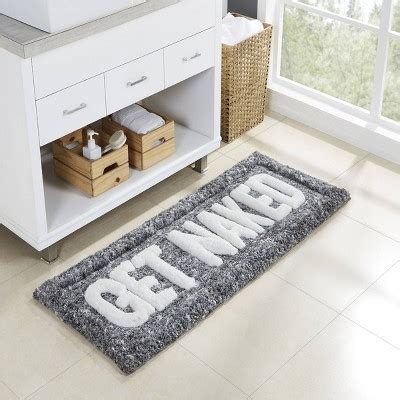 VCNY 24 X60 Home Get Naked Statement Bath Rug Charcoal Gray Target