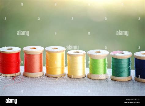 Rainbow Of Thread Spools Stock Photo Alamy