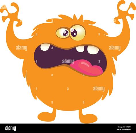 Scary Cartoon Monster Vector Orange Monster Illustration Stock Vector