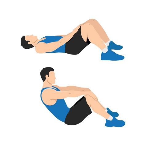 Man Doing Modified Crunches Abdominals Exercise Vector Art At