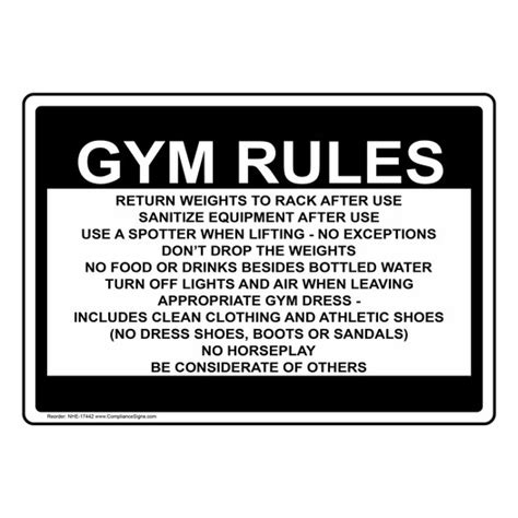 Recreation Gym Fitness Center Sign Gym Rules