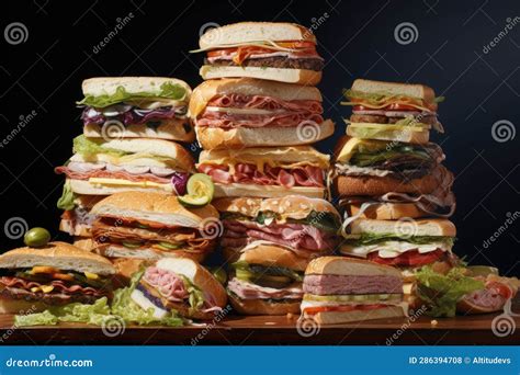 A Variety of Sandwich Types Displayed Together Stock Photo - Image of ...