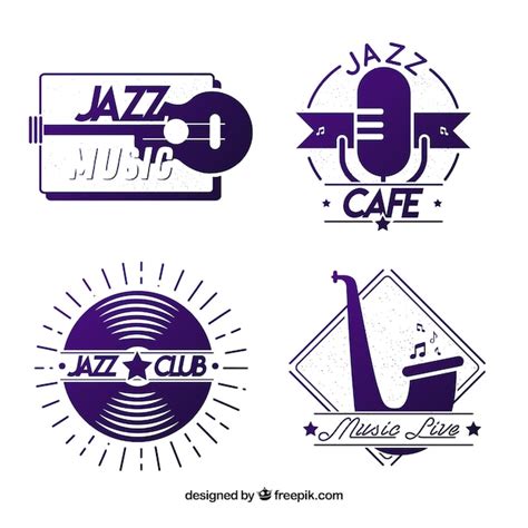 Free Vector | Jazz logo collection with flat design