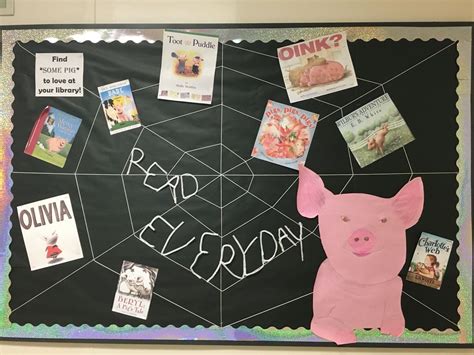 Charlottes Web Bulletin Board For Library Library Decor Library