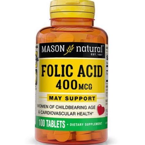 Аналоги Фолиевая кислота Mason Natural Folic Acid 400, 100 таблеток ...
