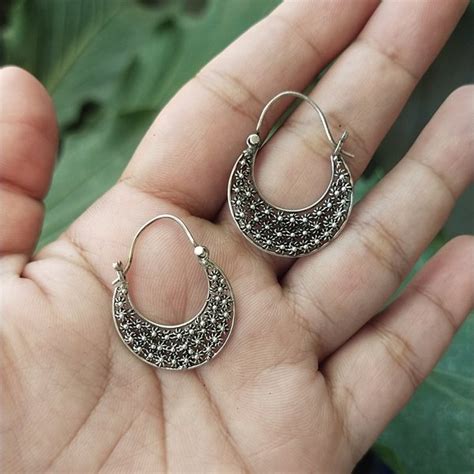 Jual Anting Earrings Silver Perak Bali Bulat Jawan Bunga Ratna Paya