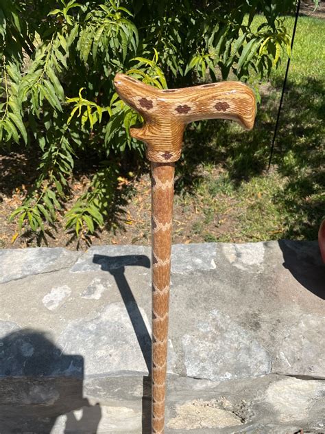 Walking Cane Snake Skin Walking Cane Walking Stick Hand Carved