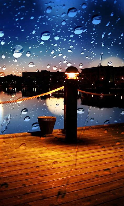 Rainy night, drops, lake, nature, new, nice, rain, water, weather ...