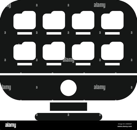 Vector Illustration Of A Monitor With A Grid Of Folder Icons