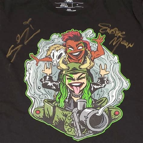 Ember Moon And Shotzi Blackheart Signed Illustrated T Shirt Wwe Auction