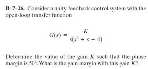 Solved B Consider A Unity Feedback Control System With Chegg