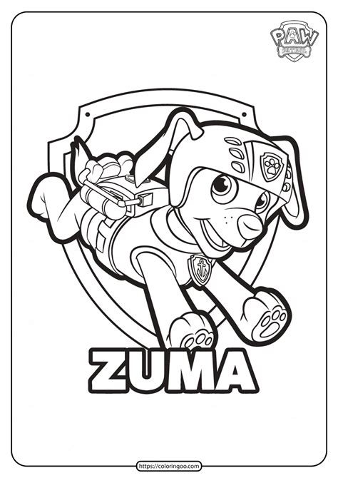 Free Printable Paw Patrol Zuma Coloring Pages Paw Patrol Coloring