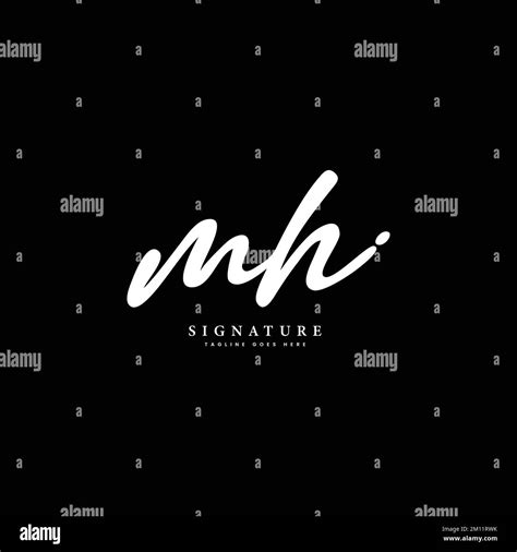 M H MH Initial Letter Handwritten And Signature Vector Image Modern