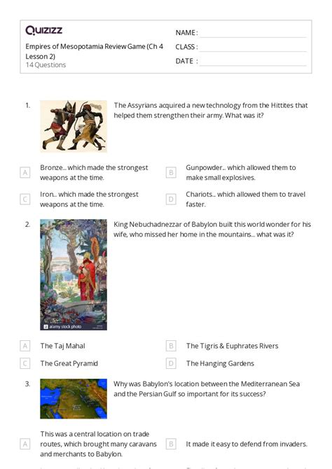 Mesopotamian Empires Worksheets For Th Year On Quizizz Free