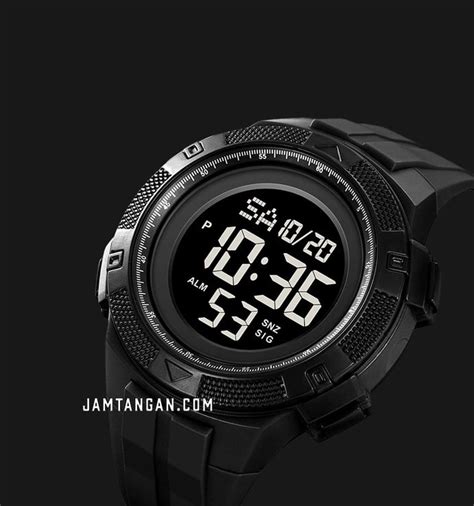 Skmei Bk Men Black Digital Dial Black Polyurethane Strap