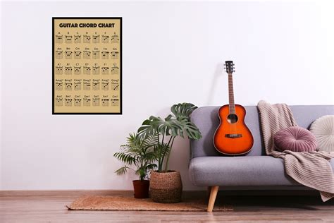 Guitar Chord Poster, Guitar Chord Chart, Guitar Chord Print, Vintage ...