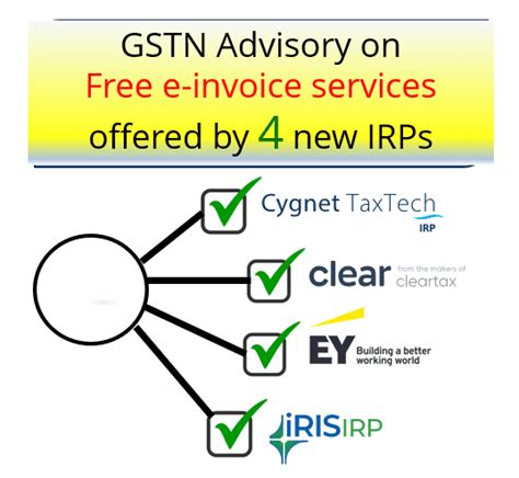 Gstn Advisory On Free E Invoice Services Offered By The Four New Irps